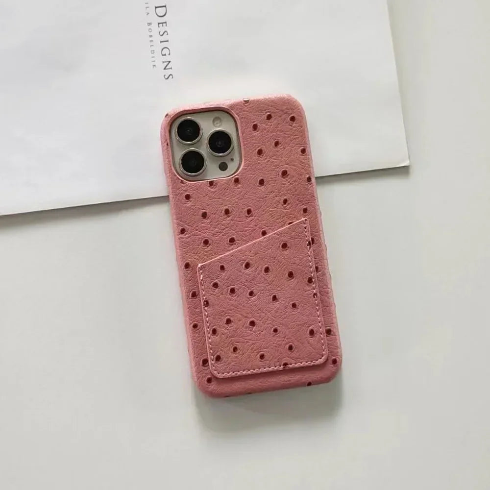 Ostrich Pattern Card Holder Phone Case