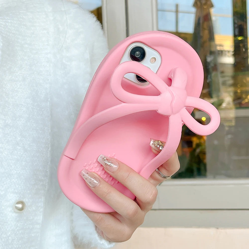 3D Flower Flip-Flop Silicone Phone Case
