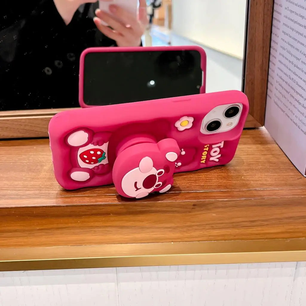 3D Stitch & Kitty Face Case with Holder for iPhone
