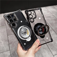 Luxury Airbags Plating Magnetic Transparent Case for Samsung Galaxy  Shockproof Camera Lens Protection