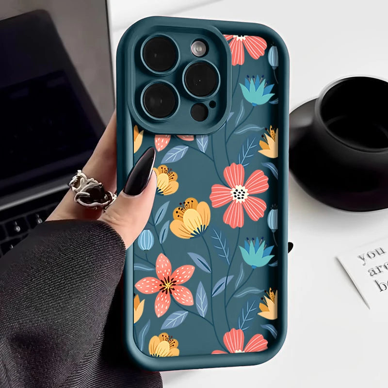 Colorful Flowers Silicone Case for iPhone