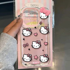 Lovely Kitty Love Face Pink Bow Case for iPhone