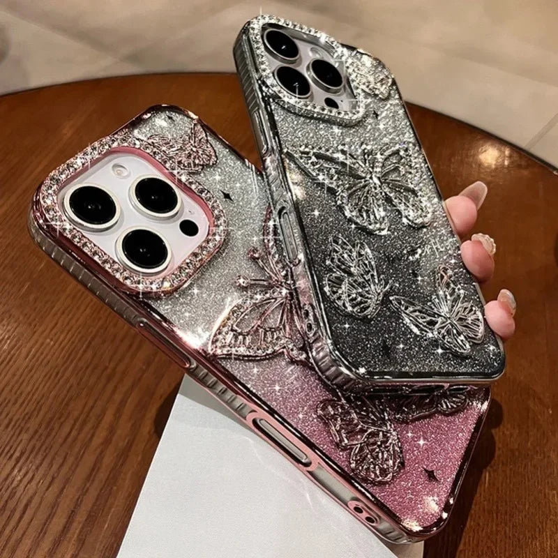 Diamond Butterfly Clear Phone Case