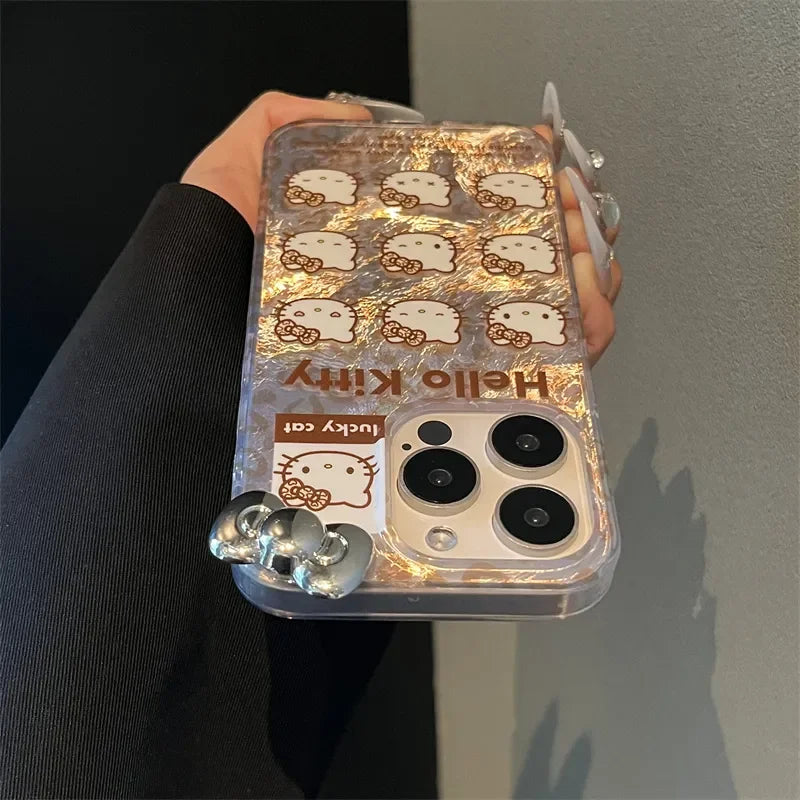 Hello Kitty Leopard Print Strap Phone Case for iPhone