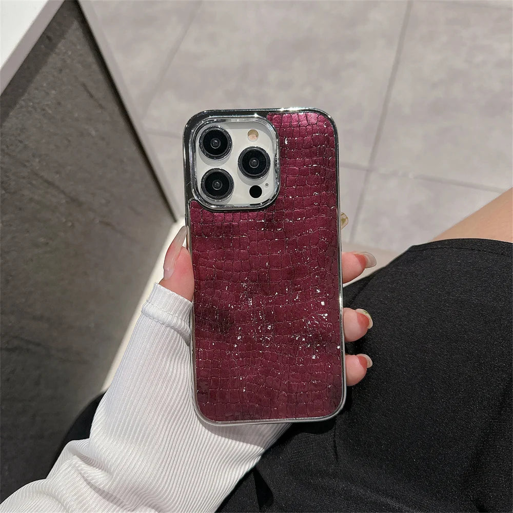 Glossy Crocodile Pattern Case For iPhone
