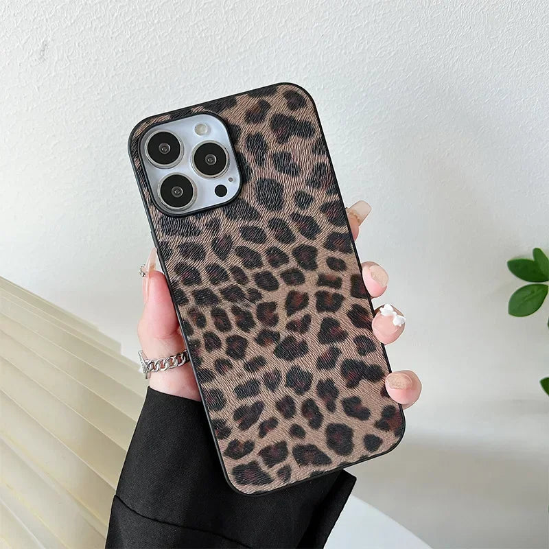 Leopard Print Wrist Strap Phone Case