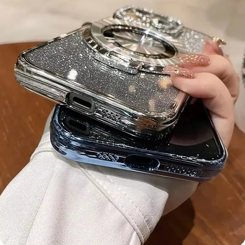 Magnetic Glitter Magsafe Case with Ring Kickstand