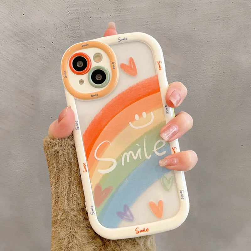 Cute Rainbow Love Heart Smile Phone Case for iPhone