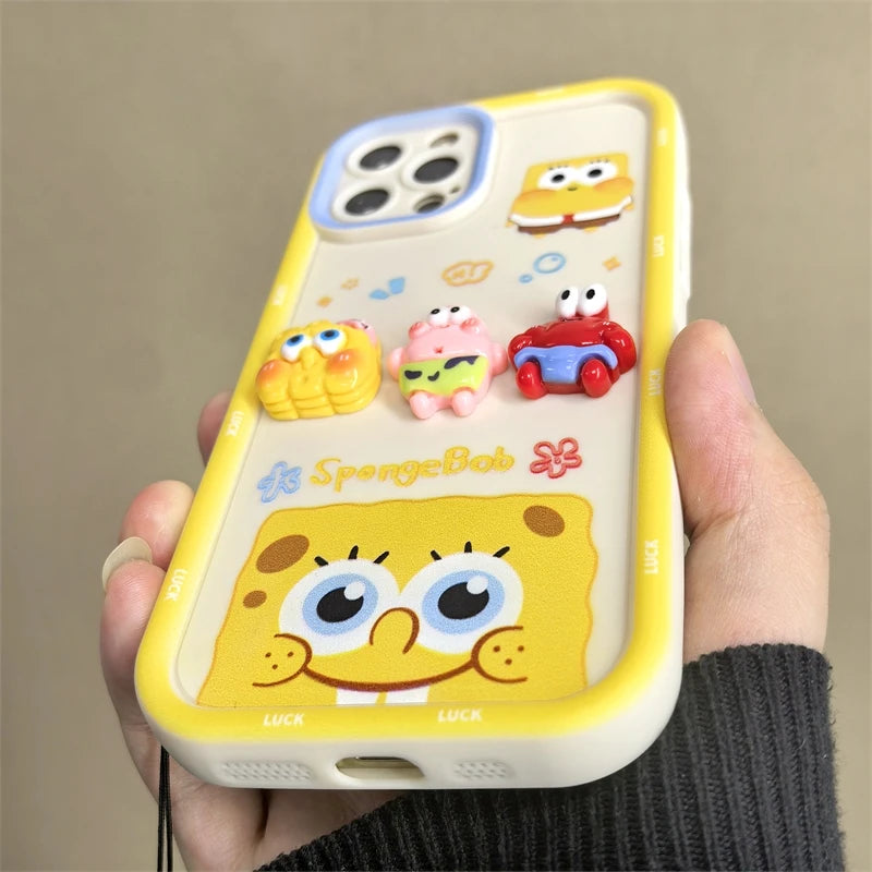 3D SpongeBob & Patrick Case with Strap for iPhone