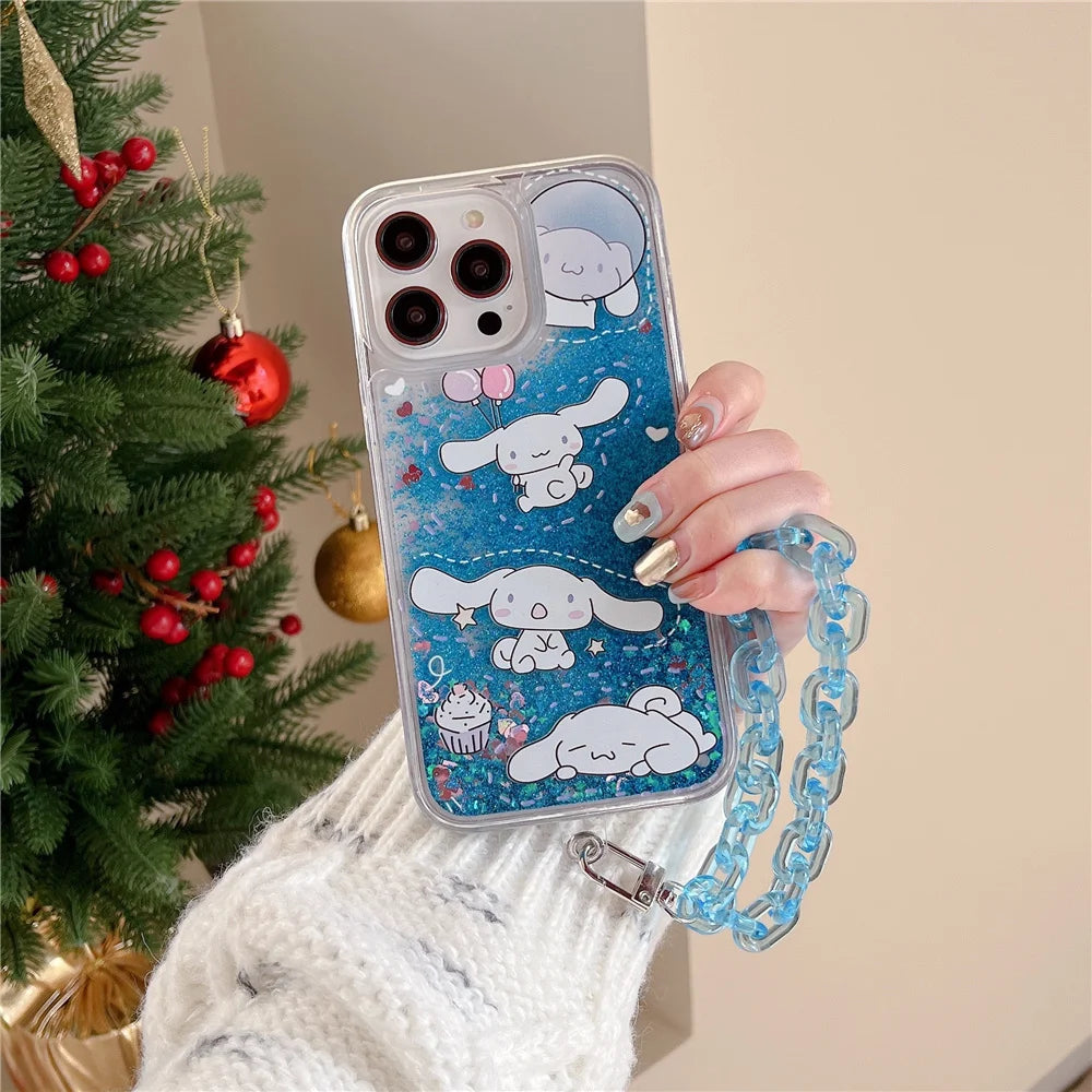 Kuromi Cinnamoroll Glitter Quicksand Phone Case