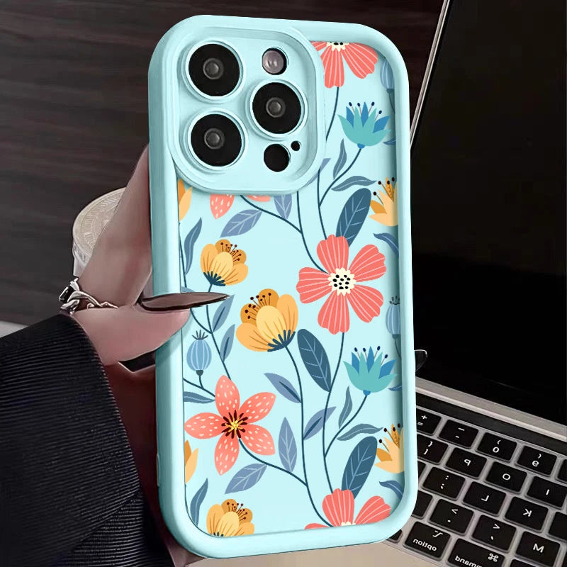 Colorful Flowers Silicone Case for iPhone