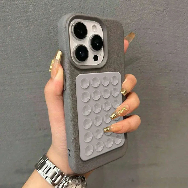 3D Suction Cup Litchi Pattern Phone Case