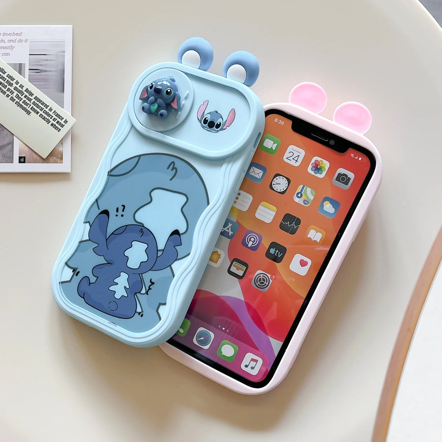 3D Cartoon Ears Sliding Camera Case For iPhone