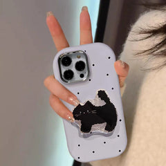 Polka Dot TPU Phone Case with Cat Holder