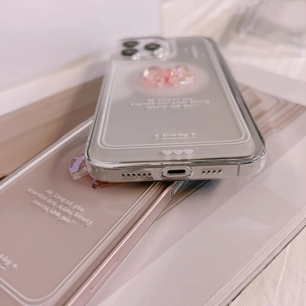 Cute 3D Crystal Bow Heart Case for iPhone