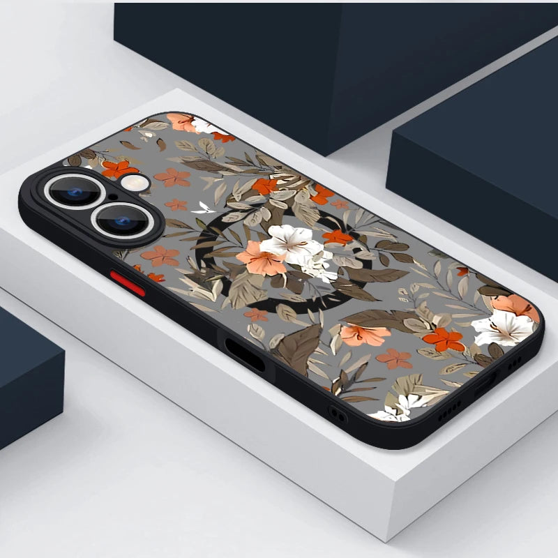 Magnetic Floral Acrylic Phone Case