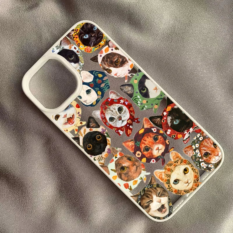 Colorful Cat Clear Phone Case for iPhone