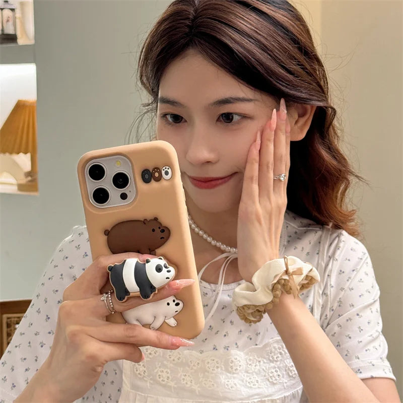 Kawaii Bear Case with Holder for iPhone