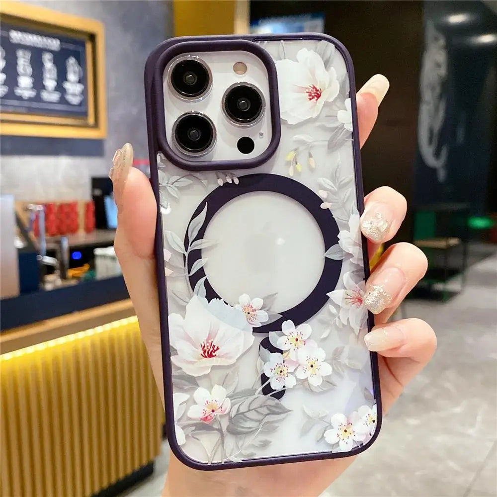Clear Floral Magsafe Case