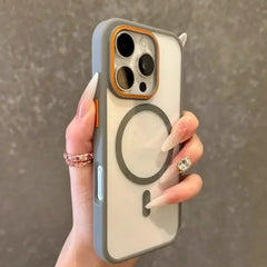 Magnetic Shockproof Clear Case with Color Bumper for iPhone