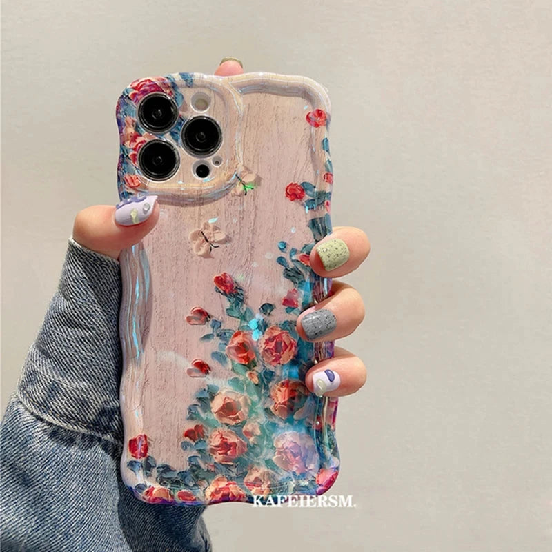 Laser Floral Shockproof Case for iPhone