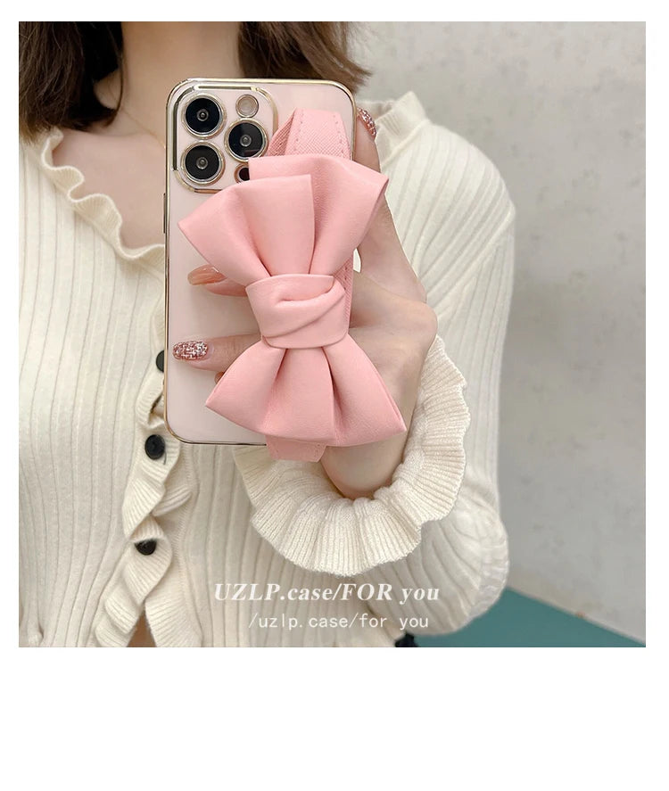 Leather Bow Stand iPhone Case