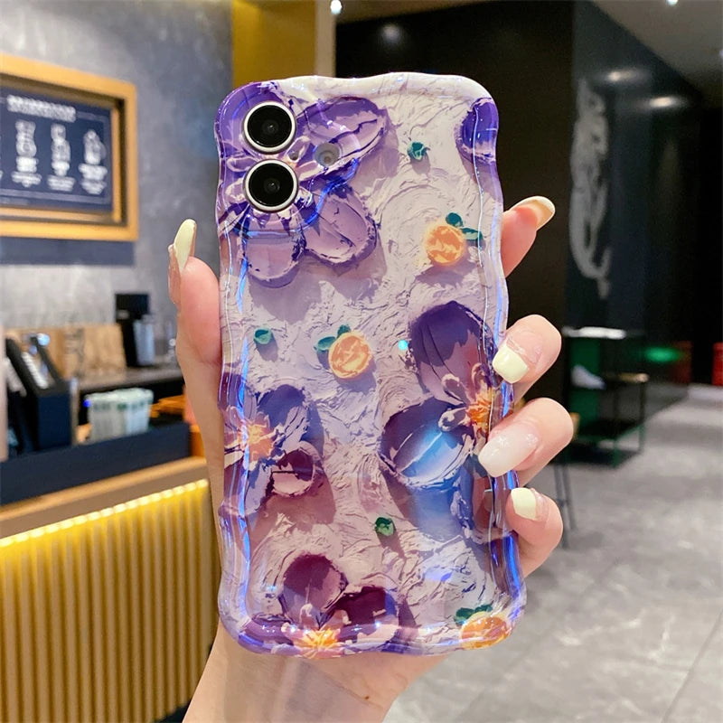 Purple Glitter Floral Case for iPhone
