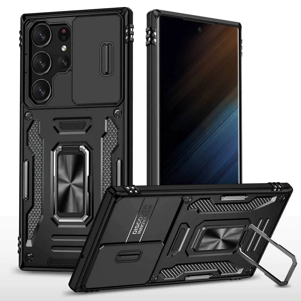 Slide Camera Protector Ring Armor Case for Samsung Galaxy