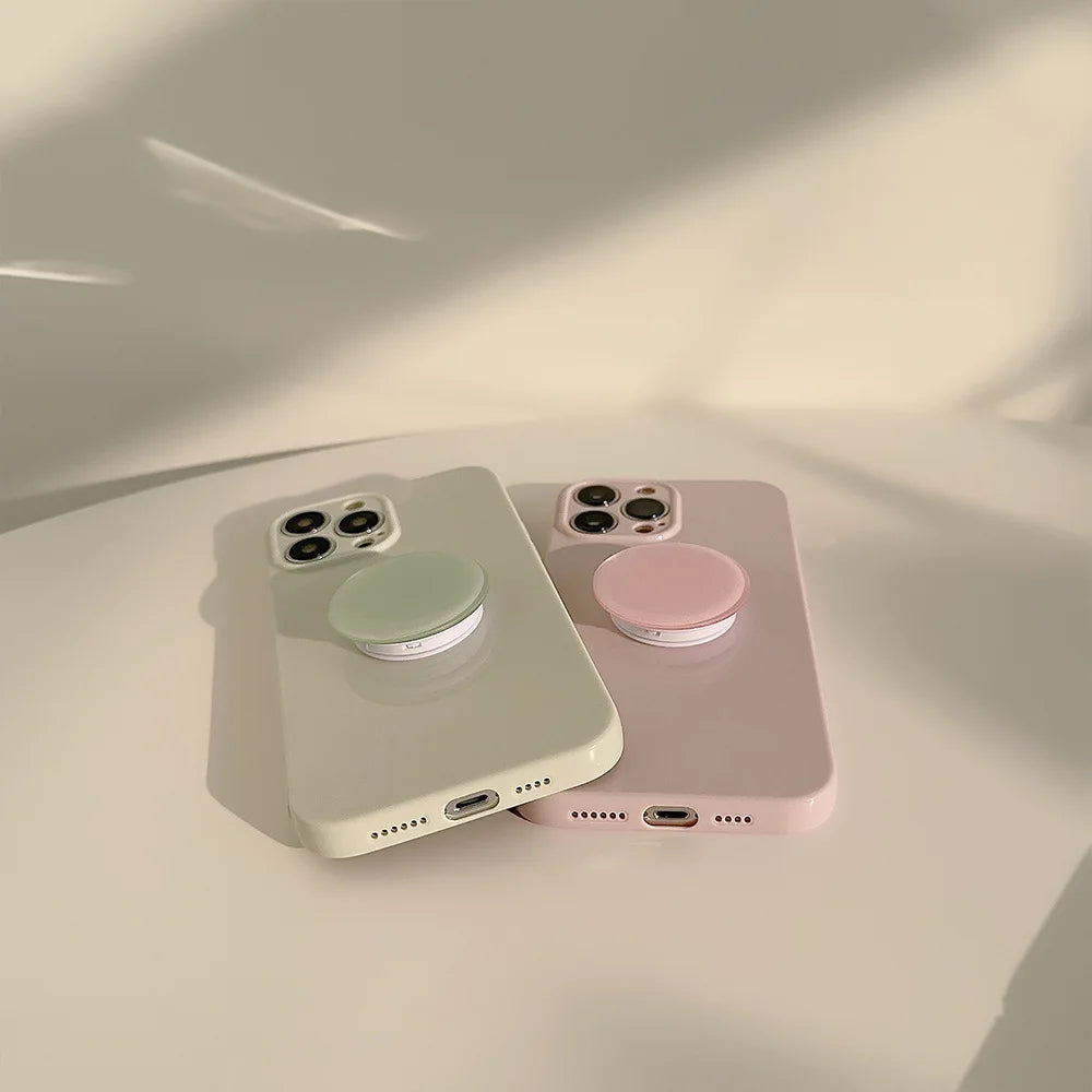 Candy Color Soft Silicone Case with Holder For iPhone Shockproof Plain Bumper