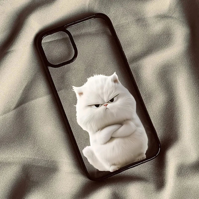Funny Cool Cat Clear Shockproof TPU Case for iPhone – Slim Animal Design