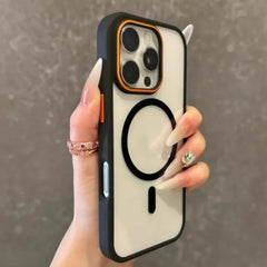 Magnetic Shockproof Clear Case with Color Bumper for iPhone