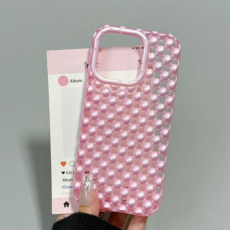 Macaron Color Pearl Beads Phone Case