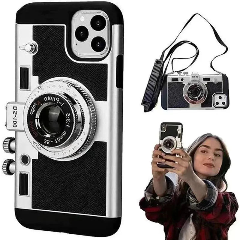 Emily In Paris 3D Retro Camera Leather Phone Case