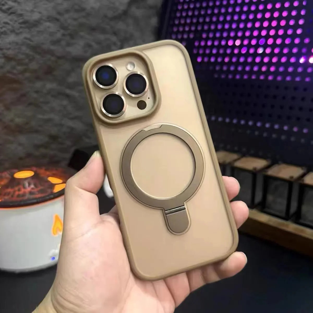 Metal Ring Kickstand Magnetic Case for iPhone