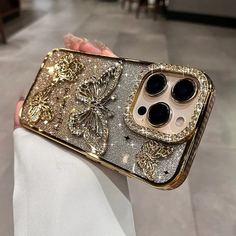 Diamond Butterfly Clear Phone Case