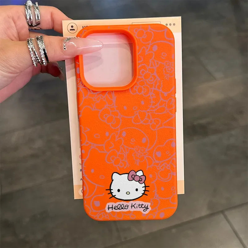 Hello Kitty & Kuromi Y2K Leather Case for iPhone