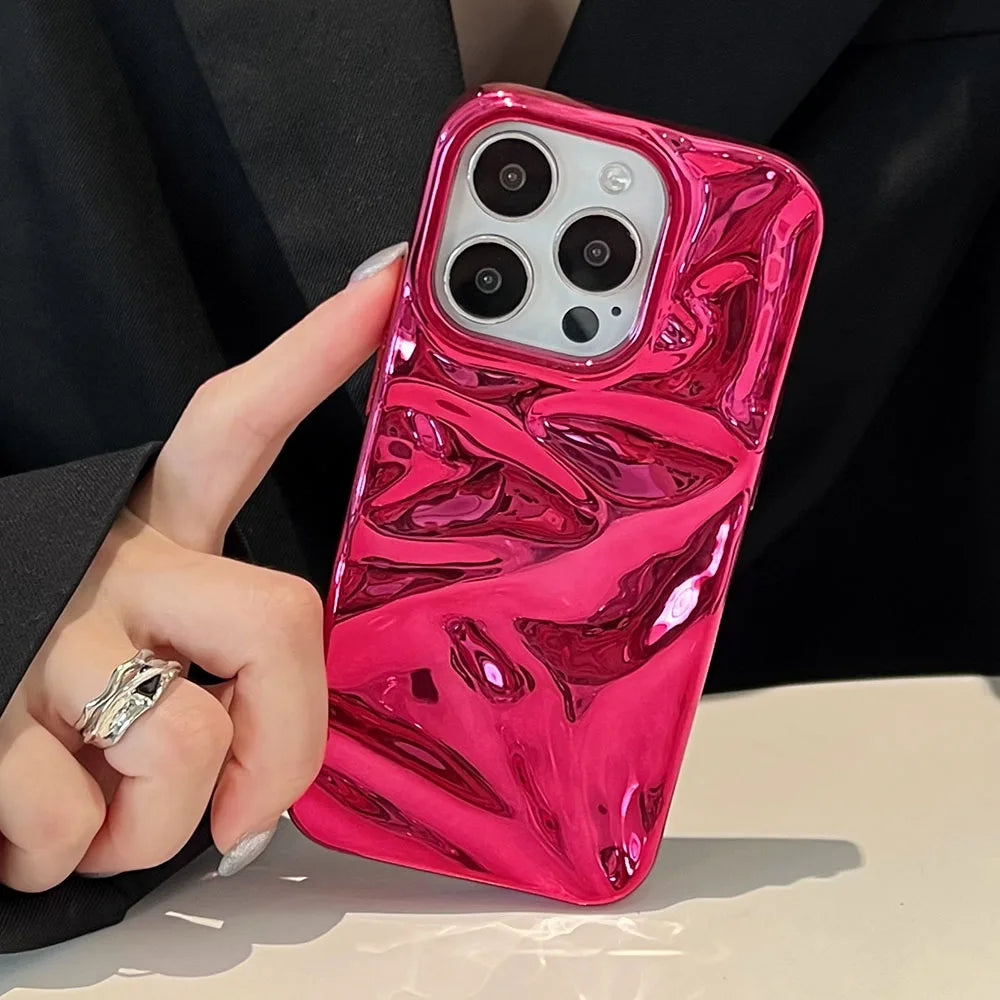 Electroplate 3D Wrinkle Phone Case for iPhone
