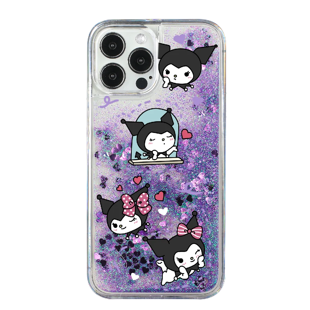 Kuromi Cinnamoroll Glitter Quicksand Phone Case