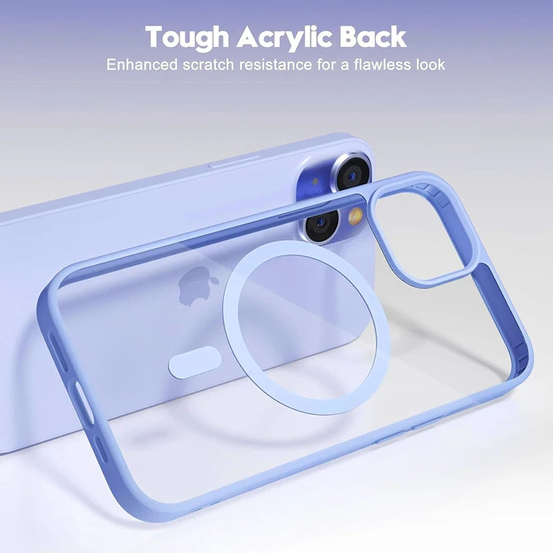 Magnetic Magsafe Clear Matte Case For iPhone slim Shockproof Transparent Hard