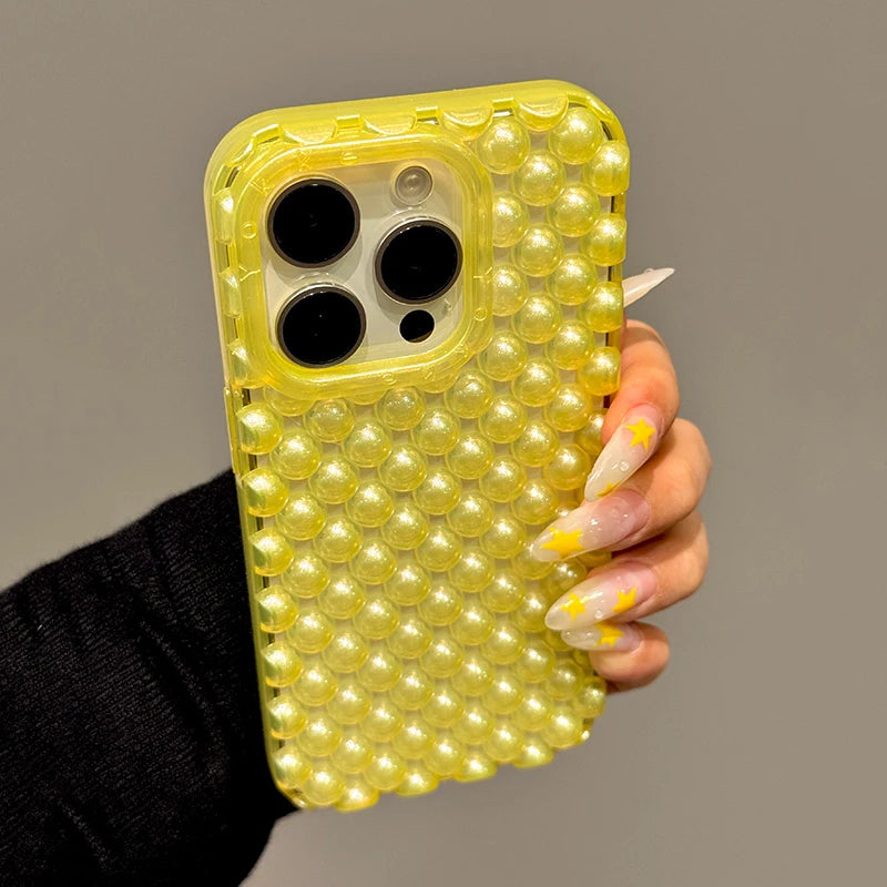 Macaron Color Pearl Beads Phone Case