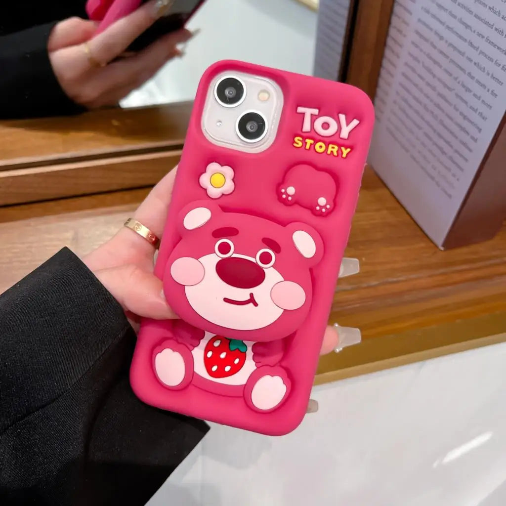 3D Stitch & Kitty Face Case with Holder for iPhone