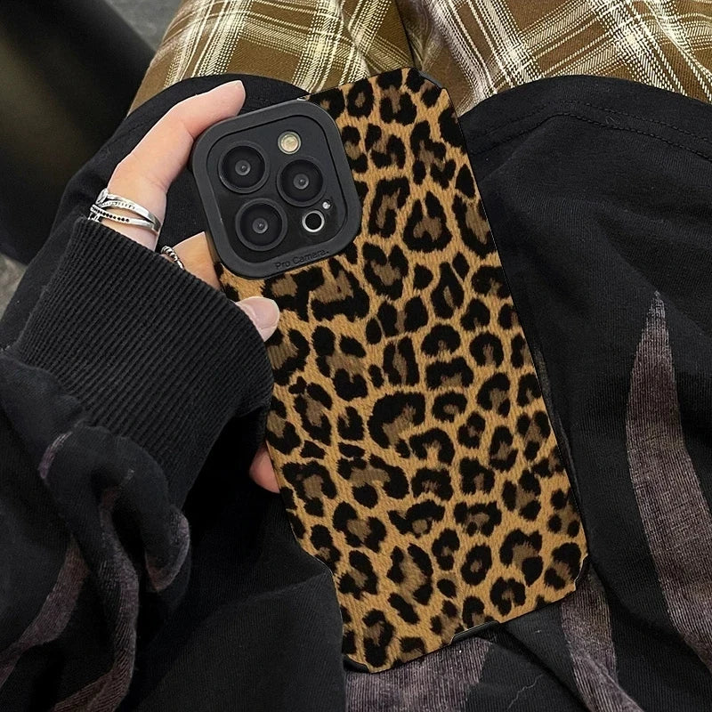 Brown Leopard Silicone Phone Case for iPhone