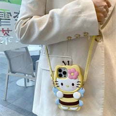 3D Hello Kitty Bee Case with Lanyard for iPhone