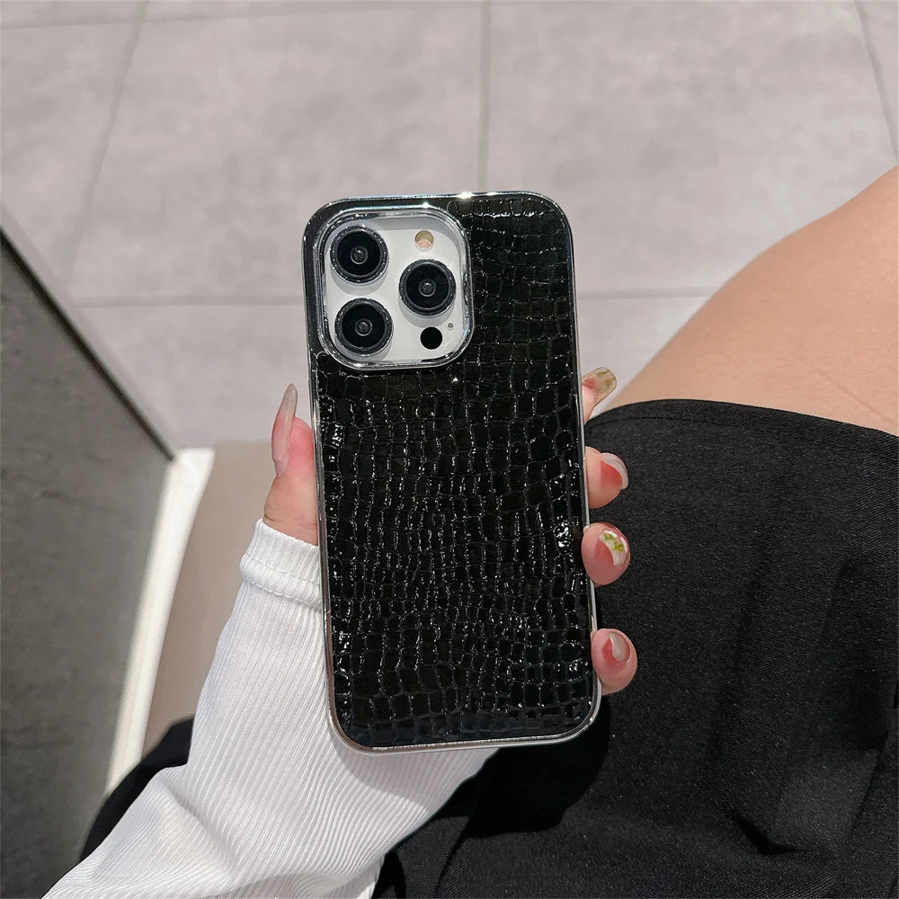 Glossy Crocodile Pattern Case For iPhone