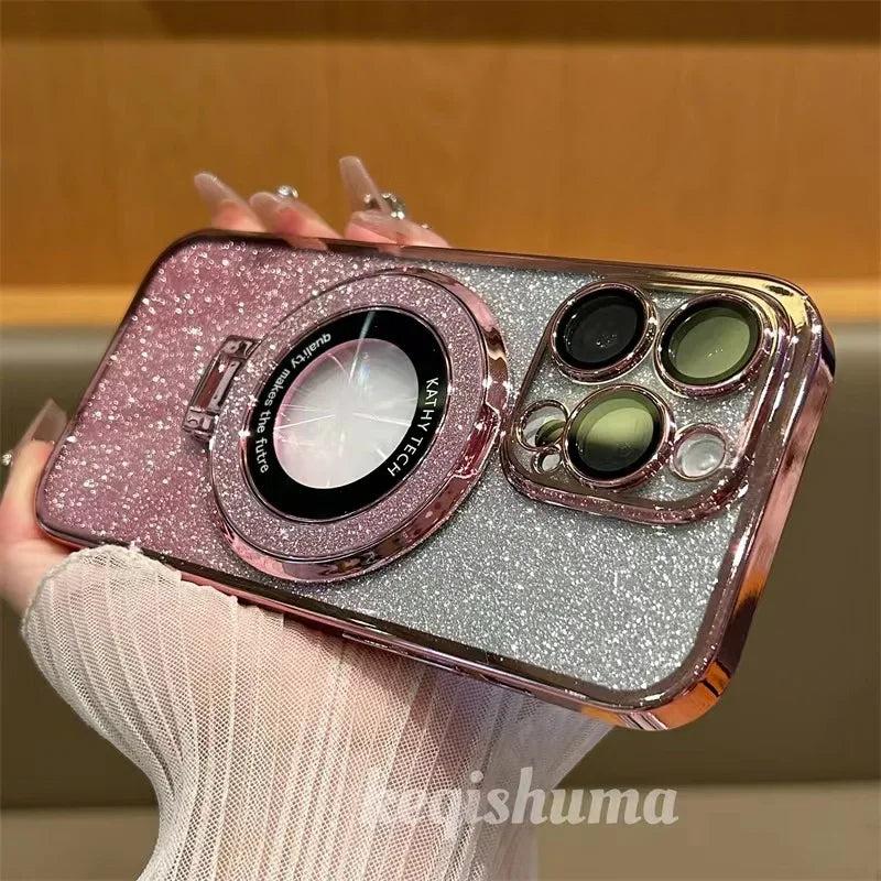 Magnetic Glitter Magsafe Case with Ring Kickstand
