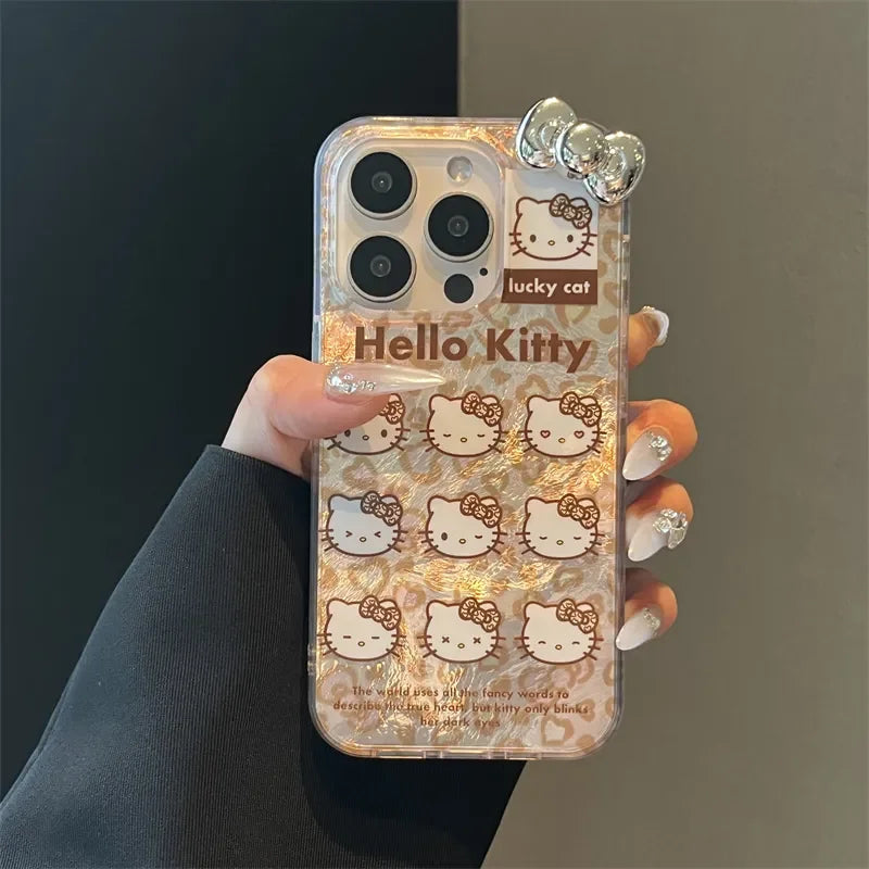 Hello Kitty Leopard Print Strap Phone Case for iPhone