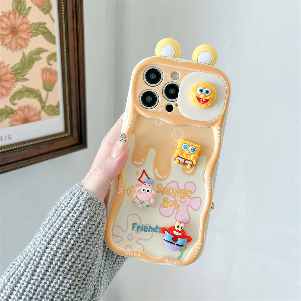 3D SpongeBob & Patrick Push-Pull Camera Case with Strap