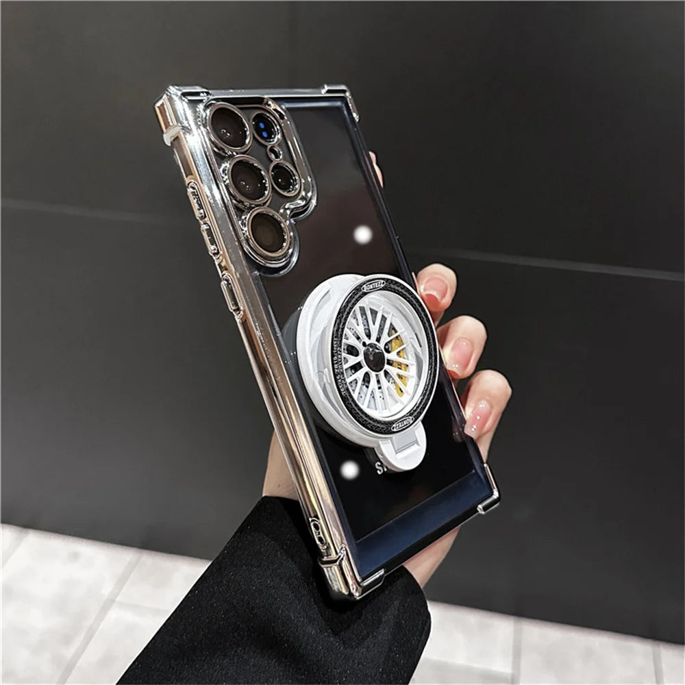 Luxury Airbags Plating Magnetic Transparent Case for Samsung Galaxy  Shockproof Camera Lens Protection