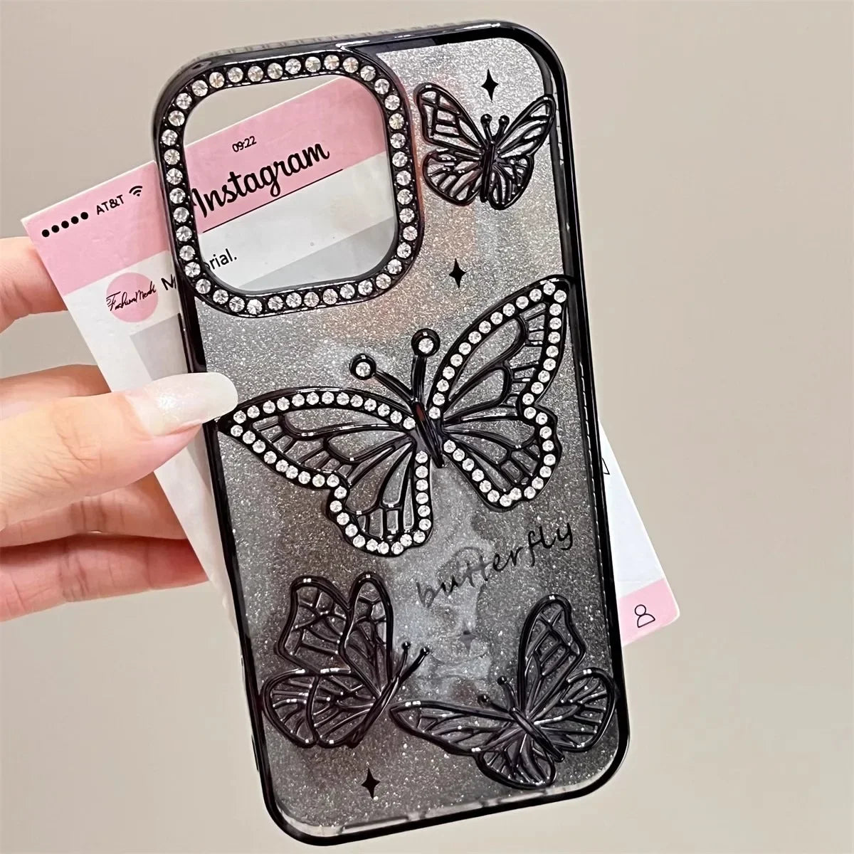 Diamond Butterfly Clear Phone Case