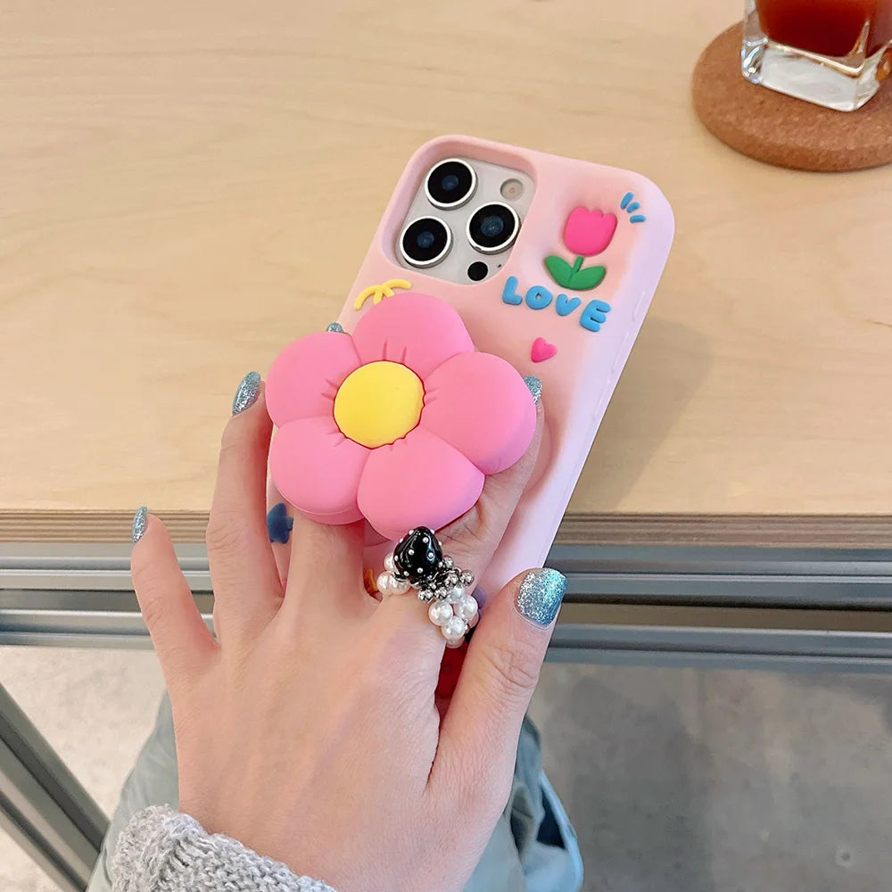 3D Floral Case with Stand for iPhone
